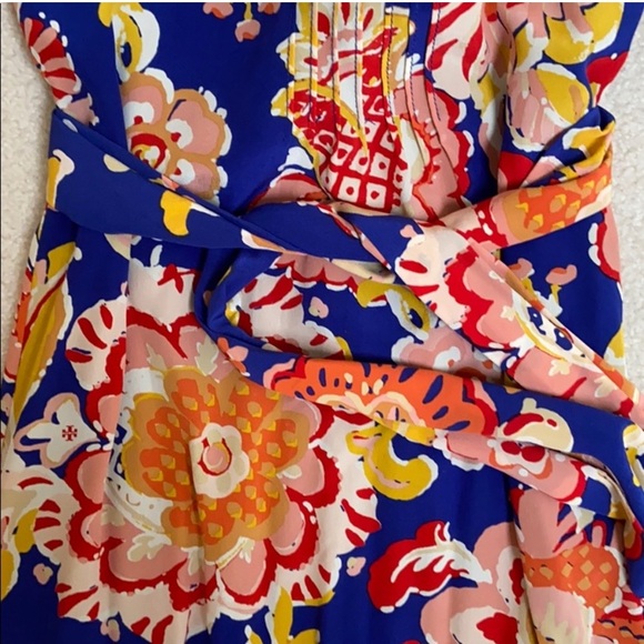 Tory Burch Maxi Floral Tie Waist Dress in Blue and Yellow, excellent condition - Picture 5 of 6